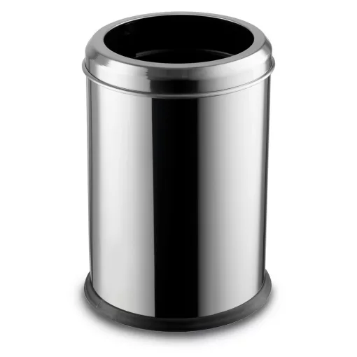 Fedél nélküli, rozsdamentes acél szemetes kuka, 20 L, 27,5x42cm, fényes 430SS