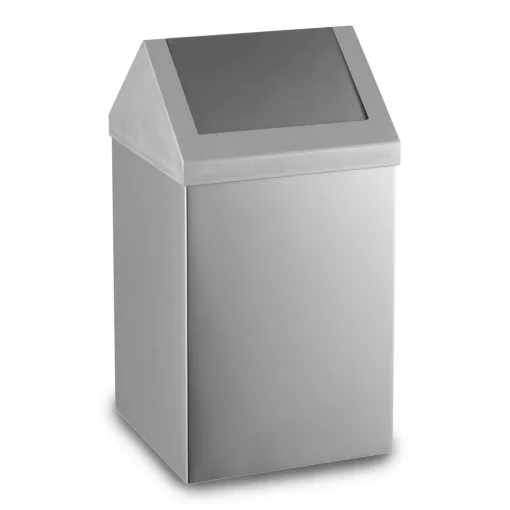 Rozsdamentes acél billenőfedeles szemetes, 54 L, matt