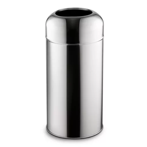 Fedél nélküli, rozsdamentes acél szemetes kuka, 40 L, 28X67CM, fényes 430SS