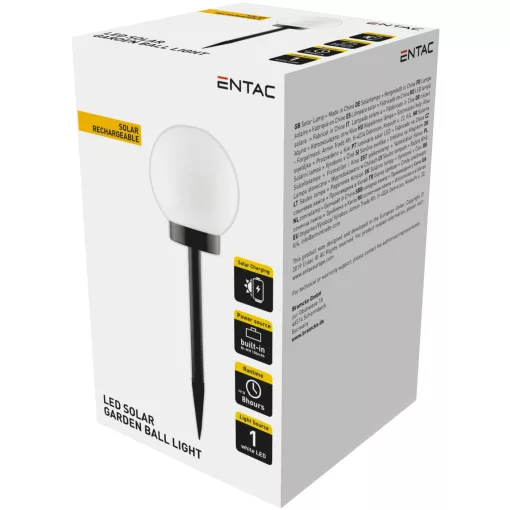 Entac Kerti Szolár Lámpa 380mm Műanyag 1 LED Gömb fej