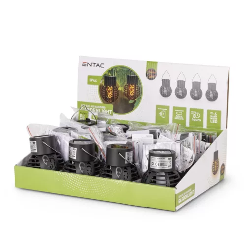 Entac Kerti Szolár Lámpa Láng Effekttel, Függő Lámpás, 6db WW SMD LED, 12db/kínáló