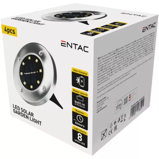 Entac Kerti Szolár Lámpa 100mm Műanyag 8 LED taposólámpa 