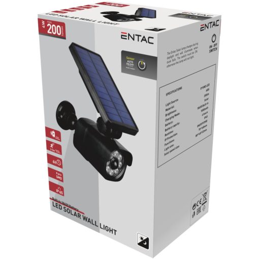 Entac Napelemes Műanyag Fali lámpa 4W SMD álkamera mozgásérzékelővel