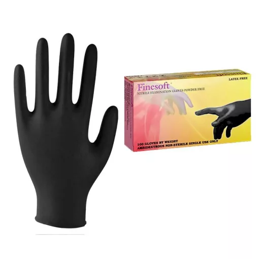 Finesoft Nitril vizsgálókesztyű, púdermentes, fekete "L" 100 db/doboz