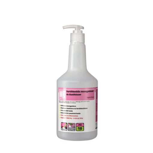 Fertőtlenítős mosogató- és tisztítószer adagoló flakon pumpával 750ml (üres)