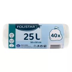   Folistar HNAT szemeteszsák fehér/átlátszó 50x50cm 25L HDPE 40 db/tekercs