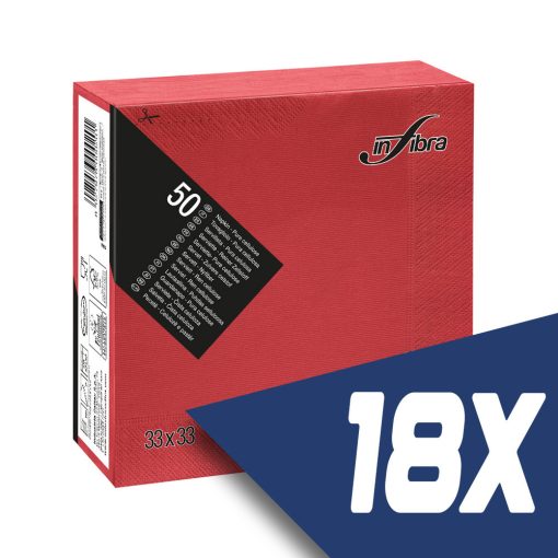 Infibra szalvéta 33x33cm piros 2 rétegű 50 lap/csomag (18 csomag)