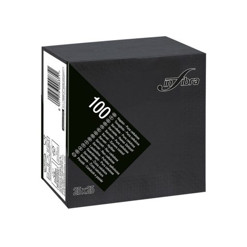 Infibra Szalvéta 25x25cm fekete 2 réteg 100 lap/csomag