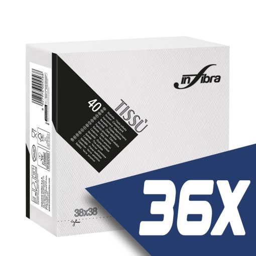 Infibra Szalvéta 38x38cm Fehér 2 réteg 40 lap/csomag (36 csomag)
