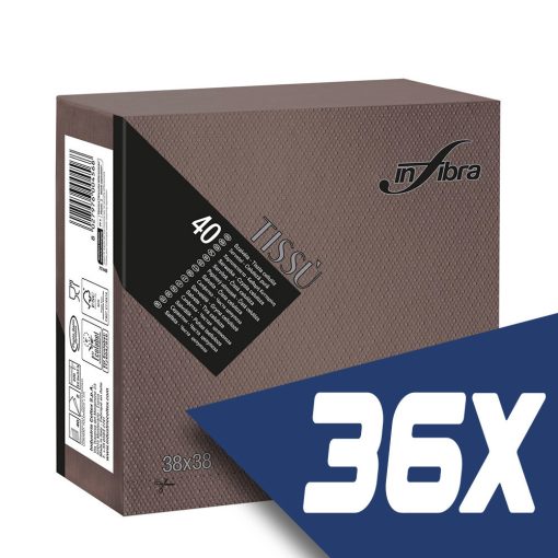 Infibra Szalvéta 38x38cm Csokoládébarna 2 réteg 40 lap/csomag (36 csomag)