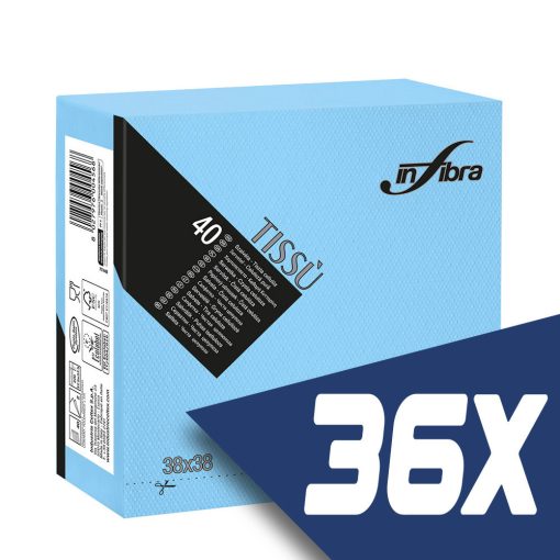 Infibra Szalvéta 38x38cm Világoskék 2 réteg 40 lap/csomag (36 csomag)