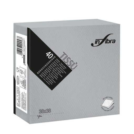 Infibra Szalvéta 38x38cm Szürke 2 réteg 40 lap/csomag 