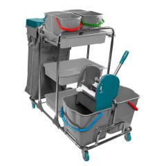   Kombi takarítókocsi krómvázas 2x25literes + 4x5literes vödör