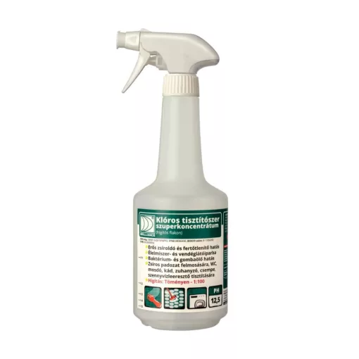 Klóros tisztítószer szuperkoncentrátum hígító flakon szórófejjel 750ml (üres)