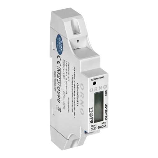 Orno egyfázisú digitális fogyasztásmérő sínre szerelhető 40A