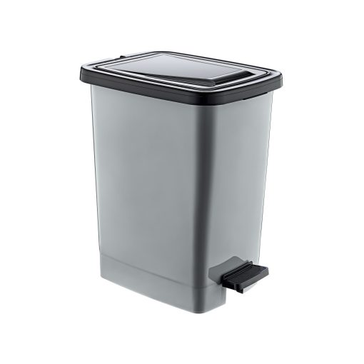 Slim Műanyag pedálos szemetes, ezüst/szürke, belső vödörrel 25L