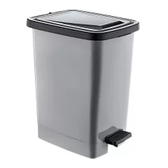   Slim Műanyag pedálos szemetes, ezüst/szürke, belső vödörrel 15L
