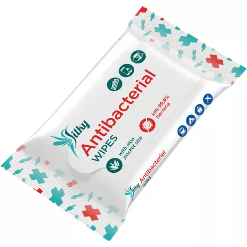 Silky Antibacterial 10 lapos visszazárható antibakteriális nedves törlőkendő