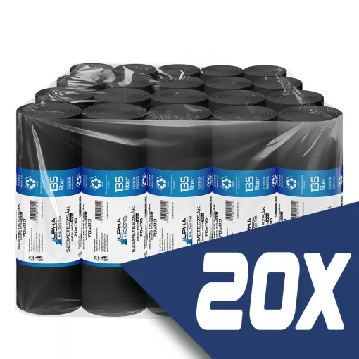 Szemeteszsák fekete 70x110 30mikron 135L 10db/tekercs (20 tekercs)