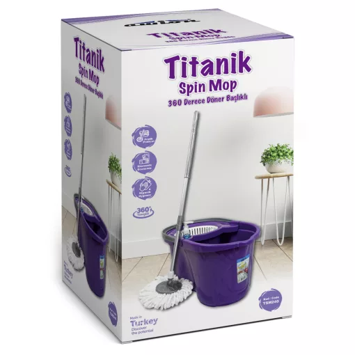 Titanik Spin Mop forgófejes felmosó szett 19 liter (vödör nyél mop)
