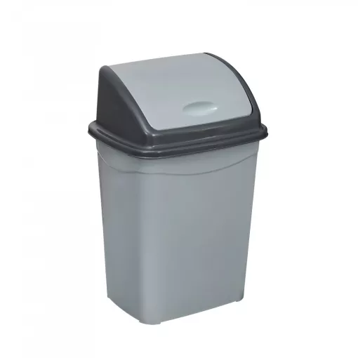 Planet Billenőfedeles szemetes kuka, műanyag, szürke/antracit, 16 L