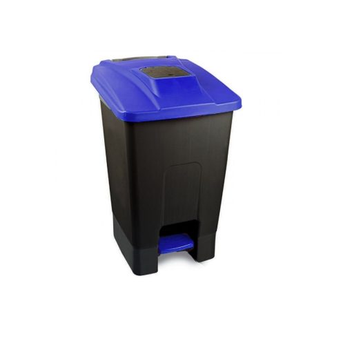 Planet Szelektív hulladékgyűjtő konténer, műanyag, pedálos,  fekete/kék, 100L