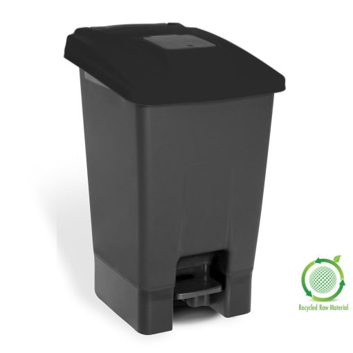 Planet Szelektív hulladékgyűjtő konténer, műanyag, pedálos, fekete/fekete, 100L