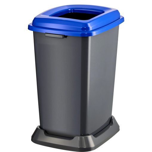 Planet Szelektív hulladékgyűjtő konténer, műanyag, nyitott fedeles, kék, 50L