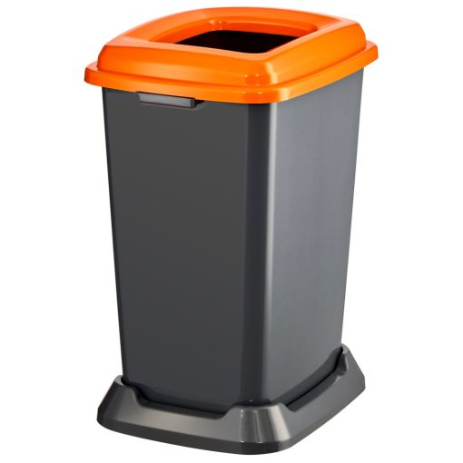 Planet Szelektív hulladékgyűjtő konténer, műanyag, nyitott fedeles, narancssárga, 50L