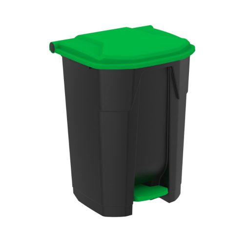 Uctem szelektív hulladékgyűjtő konténer, műanyag, pedálos, fekete/zöld 50L