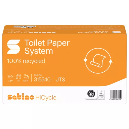 Satino Wepa HiCycle 2 rétegű, újrahasznosított, toalettpapír 13,5 cm, 100m, 24 tekercs/karton