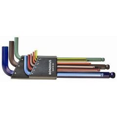 BONDHUS Imbuszkulcs klt. hosszú gömbv. 9 részes színes