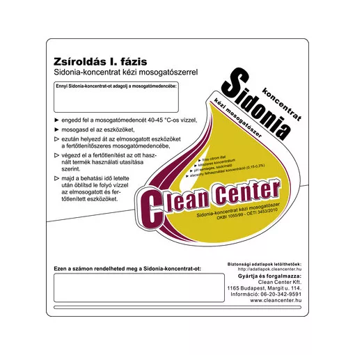 Sidonia-koncentrat I. fázis kisérőmatrica