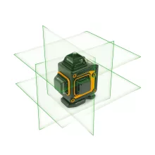 Lézeres szintező szett - max 15 m - 16 zöld lézer - 3D/360° - 2 akkumulátor, 2 konzol, szemüveg