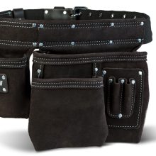 Professzionális bőr szerszámtartó öv - 7 zseb, 1 kalapácstartó, 4 ceruzatartó