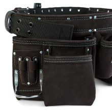 Professzionális bőr szerszámtartó öv - 7 zseb, 1 kalapácstartó, 4 ceruzatartó