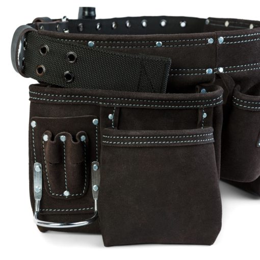 Professzionális bőr szerszámtartó öv - 7 zseb, 1 kalapácstartó, 4 ceruzatartó