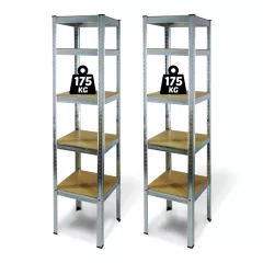  Fémpolc állvány - 5 szintes - fém - max. 175 kg - 180 x 40 x 40 cm - 2 db / csomag