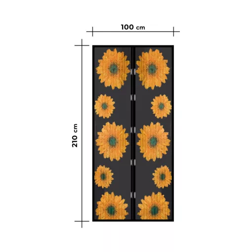 Szúnyogháló függöny ajtóra - mágneses - 100 x 210 cm - napraforgós