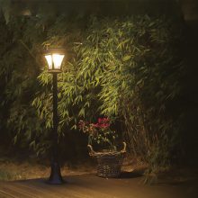 LED-es szolár lámpa - kandeláber - 120 cm - 10 LED - fekete - melegfehér