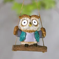   Felakasztható szolár dekoráció - bagoly - 2 fehér LED - 10 x 6 x 28 cm
