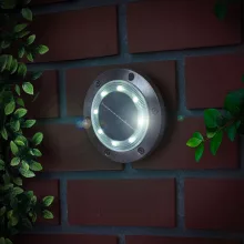 LED-es leszúrható / fali szolár lámpa - kör alakú - SMD LED - hidegfehér - 12 cm
