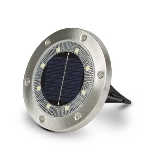 LED-es leszúrható / fali szolár lámpa - kör alakú - SMD LED - hidegfehér - 12 cm