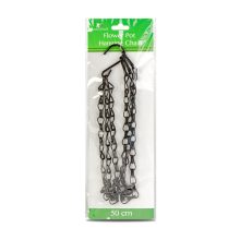 Virágcserép függesztőlánc - fém - fekete - 50 cm