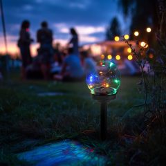   Leszúrható szolár lámpa - gömb alakú - színes - 10 x 10 x 26,5 (+12,5) cm