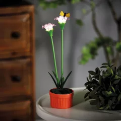   Szolár színes virág - 8 x 8 x 32 cm - 10 melegfehér LED - lila
