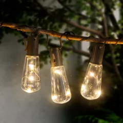   Szolár LED fényfüzér - villanykörte design - 30 LED - 180 cm