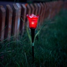 LED-es szolár tulipánlámpa - sárga / piros / rózsaszín - 31 cm - 24 db / kínáló