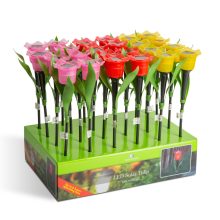 LED-es szolár tulipánlámpa - sárga / piros / rózsaszín - 31 cm - 24 db / kínáló