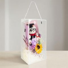   Műnövény dekoráció - napraforgó, macival - 14 x 10,5 x 26 cm